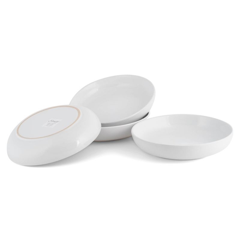 Elanze Designs Bistro Glossy Ceramic 8.5 inch Dinner Bowls Set of 4, White, 4 of 7