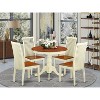 5 Piece Dining Set - Kitchen Table & 4 Chairs - Round Pedestal Table - Buttermilk Cherry Finish - 2 of 4