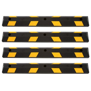 Guardian Parking Stop, 4Ft Rubber Curb with Mounting Holes, Black/Yellow, 4 Pack - 1 of 4
