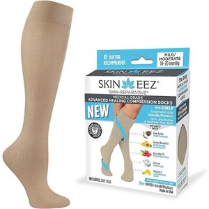 Skineez Medical Grade Advanced Healing Compression Socks 10-20mmHg, White, Black or Tan, Small - X Large Sizes, 1 Pair - 1 of 3