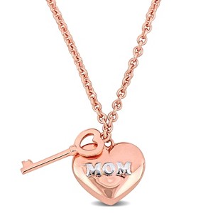 EVERLY JEWELRY | 18K Two-Tone Sterling Silver Heart and Key Charm Love Mom Necklace - 18 inch - 1 of 4