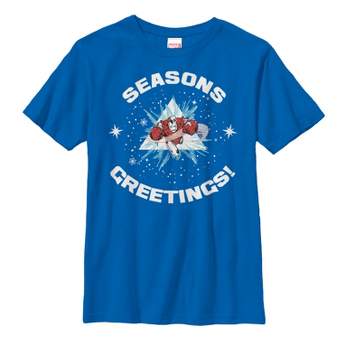 Boy's Marvel Christmas Iron Man Season's Greetings T-Shirt