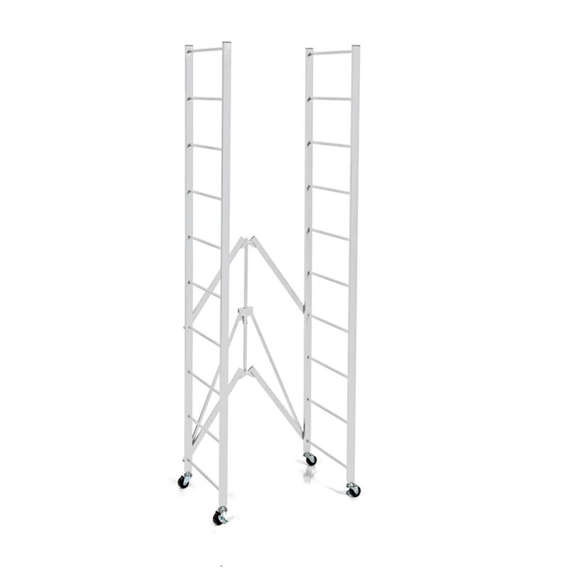 Origami R2 Series Folding Portable Heavy Duty Durable Powder Coated Steel Storage Rack with 10 Adjustable Shelves and Wheels, White, 5 of 7