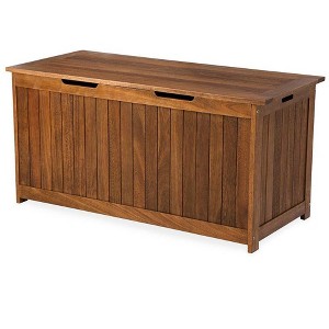 Plow & Hearth 49 Inch Wide Eucalyptus Wood Storage Box Lancaster Outdoor Furniture Collection - 1 of 1