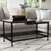 2 Tier Coffee Table with Grid Shelf,  Living Room Table  Metal Structure, - 2 of 4