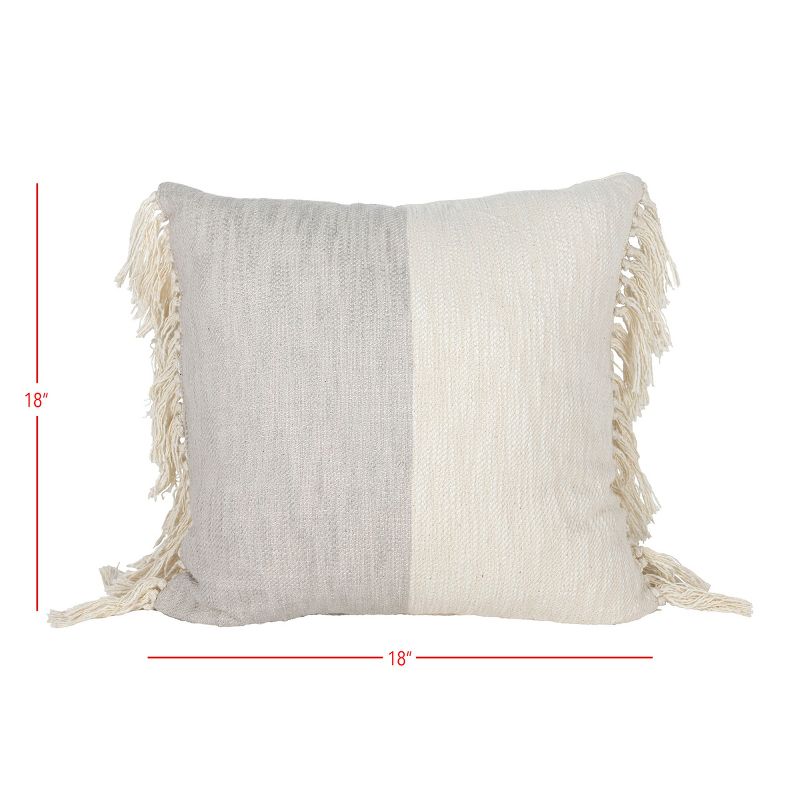 18X18 Inch Hand Woven Color Block Pillow Gray Cotton With Polyester Fill by Foreside Home & Garden, 5 of 6