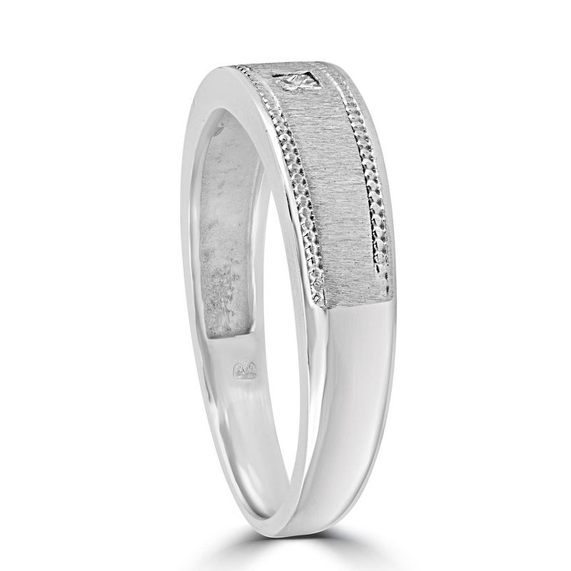 Pompeii3 Mens Princess Cut Diamond Wedding Ring 10K White Gold, 2 of 5