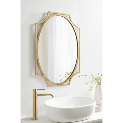 Gold Scalloped Oval Iron Vanity Wall Mirror 20x30