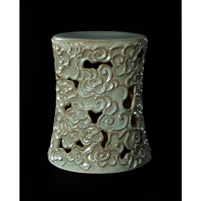 Reactive Aqua Ceramic Cloud Garden Stool