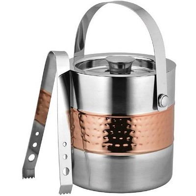 Sol Living 3 Qt. Double Wall Stainless Steel Ice Bucket Includes Tongs and Lid