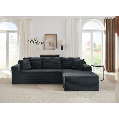VASIP L-Shaped Left Lounge Chair Cloud Sectional Modular Sofa with Deep Seat,  for Living Room, Apartment, Bedroom No Assembly Required,Black
