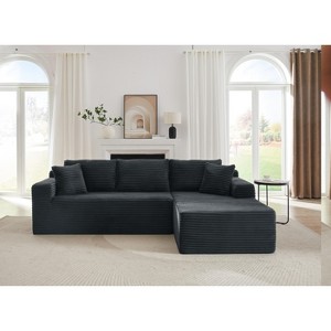 VASIP L-Shaped Left Lounge Chair Cloud Sectional Modular Sofa with Deep Seat,  for Living Room, Apartment, Bedroom No Assembly Required,Black - 1 of 4