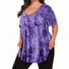 Women Plus Size V-Neck Tunic Tops Loose T Shirt with Pocket - 2 of 4