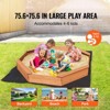VEVOR Wooden Sandbox with Cover, 75.6 x 75.6 x 9.1 in Octagonal Sand Box, Sand Pit with 4 Seating and Bottom Liner - 3 of 4