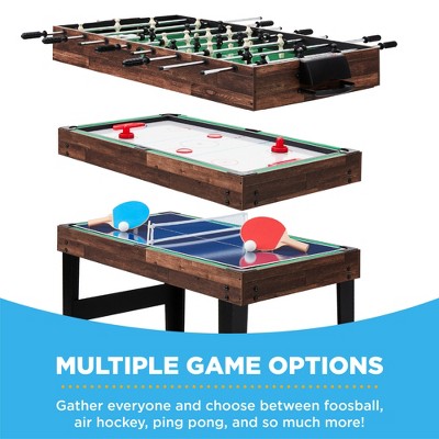 Walnut 10-in-1 Combo Game Table with Foosball and Ping Pong