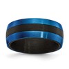 Chisel Black Carbon Fiber with Brushed Blue IP-plated Stainless Steel 8mm Band Ring - 2 of 4