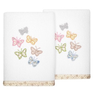 Linum Home Textiles 100% Turkish Cotton MARIPOSA Embellished Towel Set - 1 of 4