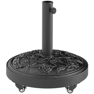 Outsunny Patio Umbrella Base, 46 lbs Umbrella Base with Wheels, Outdoor Umbrella Stand for 1.3"/1.5"/1.9" Poles for Outdoor, Lawn, Poolside