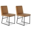 Vipbear 15.6"Hight Dining Chairs Set of 2, Modren Upholstered Linen Fabric Chairs with Backrest and Adjustable Metal Legs,White/Brown - 2 of 4