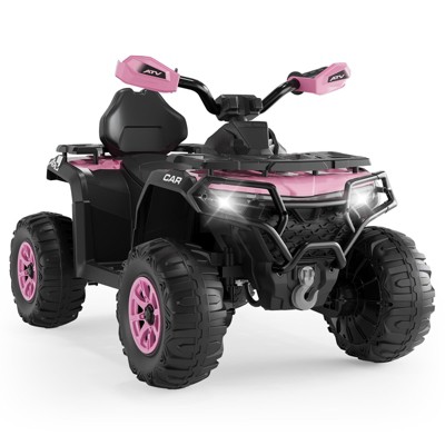 12V Electric Ride on Toys with Remote Control, Kids ATV with LED & Bluetooth, Dual 45W Motors & 3 Speed Electric Car for Kids