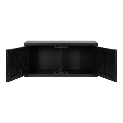 Black Mango Wood 2-Door Wall Cabinet, 30x10x14