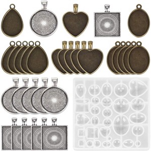 JDICTION Resin Jewelry Making Kit - 30Pcs 5 Styles Metal Pendants with Silicone Epoxy Mold for DIY Pendant Crafting & Gifts - 1 of 4