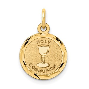 Black Bow Jewelry 14k Yellow Gold Small Holy Communion Charm, 13mm (1/2 inch) - 1 of 4