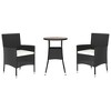 vidaXL 3 Piece Patio Bistro Set with Cushions Black and Cream Poly Rattan - 3 of 4