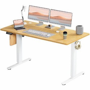 CAVINAS Height-Adjustable Office Desk, Ergonomic Standing Desk with T-Shaped Metal Bracket, Modern Computer Desk for Home Office/Gaming/Study - 1 of 4