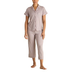 BCBGMAXAZRIA Women's Pajama Set Short Sleeve Notch Collar with Pants - 1 of 2