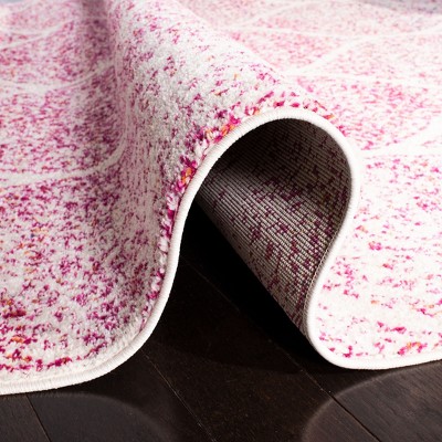 Madison Cream and Fuchsia Square Synthetic Area Rug