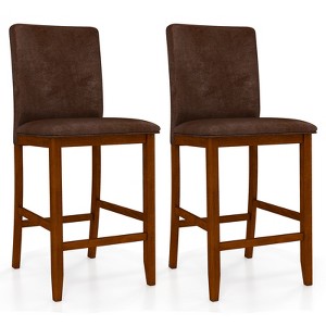 Tangkula 26 Inch Counter Barstools Set of 2 w/Upholstered Seat & Backrest for Dining Room - 1 of 4