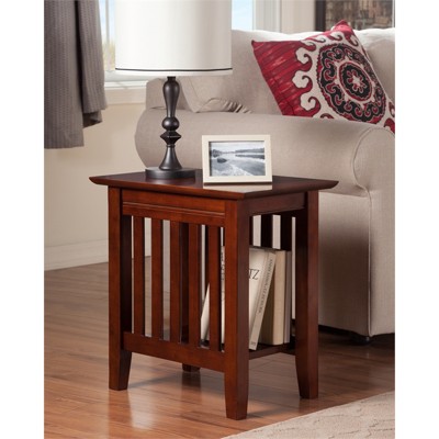 Mission Style Walnut Wood Rectangular End Table Set