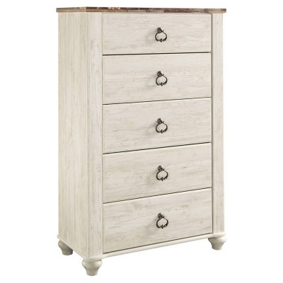 Signature Design by Ashley Willowton Chest of Drawers Cream : 5-Drawer Wood Dresser for Bedroom, Meets ASTM Standards