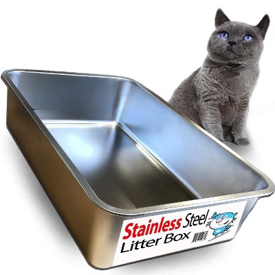 Extra Large Silver Stainless Steel Cat Litter Box