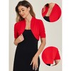 INSPIRE CHIC Women's Cropped Open Front Ruched Short Sleeve Bolero Shrugs - 2 of 4