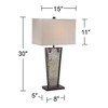 Franklin Iron Works Zion Rustic Table Lamp 30" Tall Tapered Natural Slate Bronze Metal Rectangular Shade for Bedroom Living Room Bedside Nightstand - 4 of 4