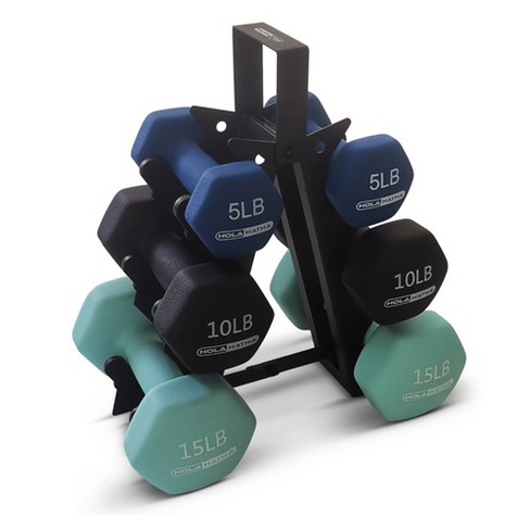 Holahatha 5, 10, & 15 Lb Neoprene Dumbbell Free Hand Weight Set W/ Storage  Rack, Ideal For Home Gym Exercises To Gain Tone, Mint/black/blue : Target