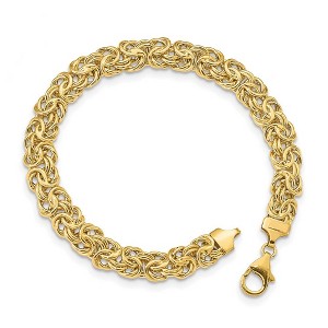 Black Bow Jewelry 7.75mm 14K Yellow Gold Hollow Flat Byzantine Chain Bracelet, 8 Inch - 1 of 3