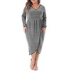 Agnes Orinda Women's Plus Size Sequin Sparkly Glitter Long Sleeve V Neck High Slit Party Cocktail Midi A Line Dresses - 2 of 4