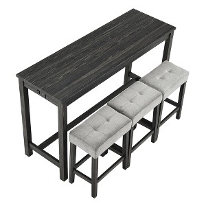 TiramisuBest Bar Table Set with Power Outlet, Bar Table and Chairs Set, 4 Piece Dining Table Set, Industrial Breakfast Table Set, with Black - 1 of 4