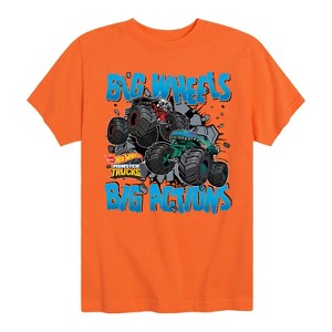 Boys' - Hot Wheels - Monster Trucks Big Wheels Big Actions Short Sleeve Graphic T-Shirt - 1 of 4
