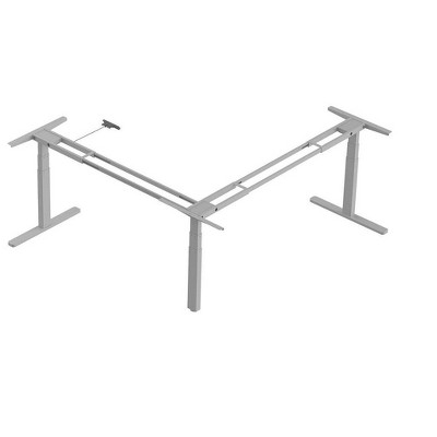 ErgoFlex Gray Triple-Motor L-Shaped Adjustable Sit-Stand Desk Frame
