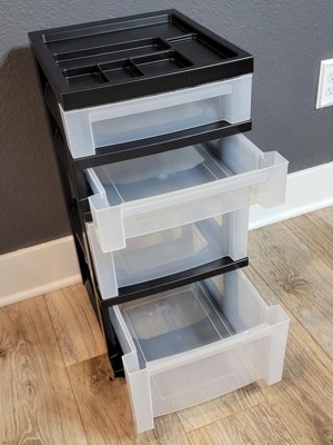 IRIS 9-Drawers Black Rolling Plastic Storage Drawer Cart 37.75-in H x  14.25-in W x 12.05-in D in the Storage Drawers department at