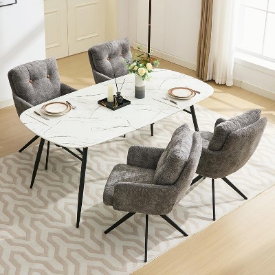 DYHOME Dining Chairs Set of 4, Mid Century Modern Swivel Dining Chairs with Arm, Upholstered Accent Chair for Kitchen Dining Living Room