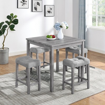 LOVMOR Farmhouse Counter Height Dining Table Set, Bar Table and Chairs Set for Living Room, Dining Room