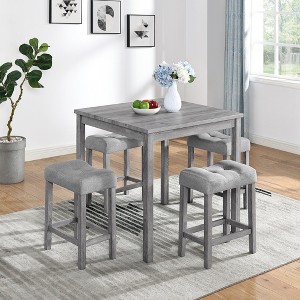 LOVMOR Farmhouse Counter Height Dining Table Set, Bar Table and Chairs Set for Living Room, Dining Room - 1 of 4