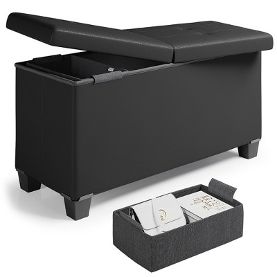 Nestl Storage Ottoman Bench with Storage Bins, Rectangular Storage Bench