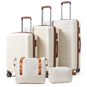 5-Piece Lightweight Luggage Set - Spinner Wheel Carry-On Suitcases & Duffel Bag with TSA Locks, ABS Hard shell, Women's Travel Set - 1 of 4
