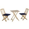 Outsunny 3 Pieces Patio Folding Bistro Set, Outdoor Pine Wood Table and Chairs Set with Tie-on Cushion & Square Coffee Table, Dark Blue - 4 of 4